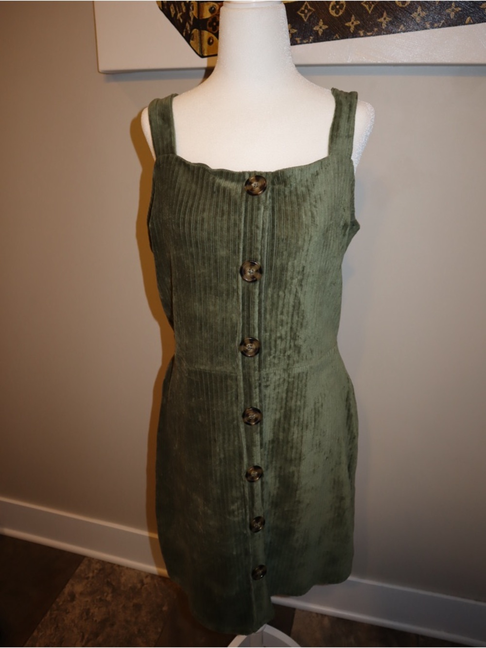 Olive Green Button-Front Dress XL